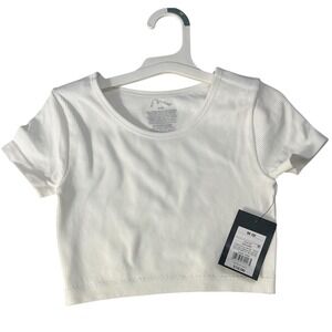 Art Class Girls White Crop Top Ribbed Short Sleeve Size M New With Tag
